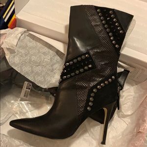 Guess Shoes - Guess black leather studded boots Guess Shoes - Guess black leather studded boots